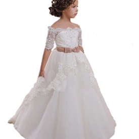 CoCoBridal Lace Flower Girls Dresses Girls First Communion Dress Princess Wedding