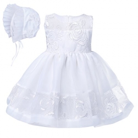 YiZYiF Baby Girls Embroidered Christening Baptism Dress Formal Party Gowns with Hat